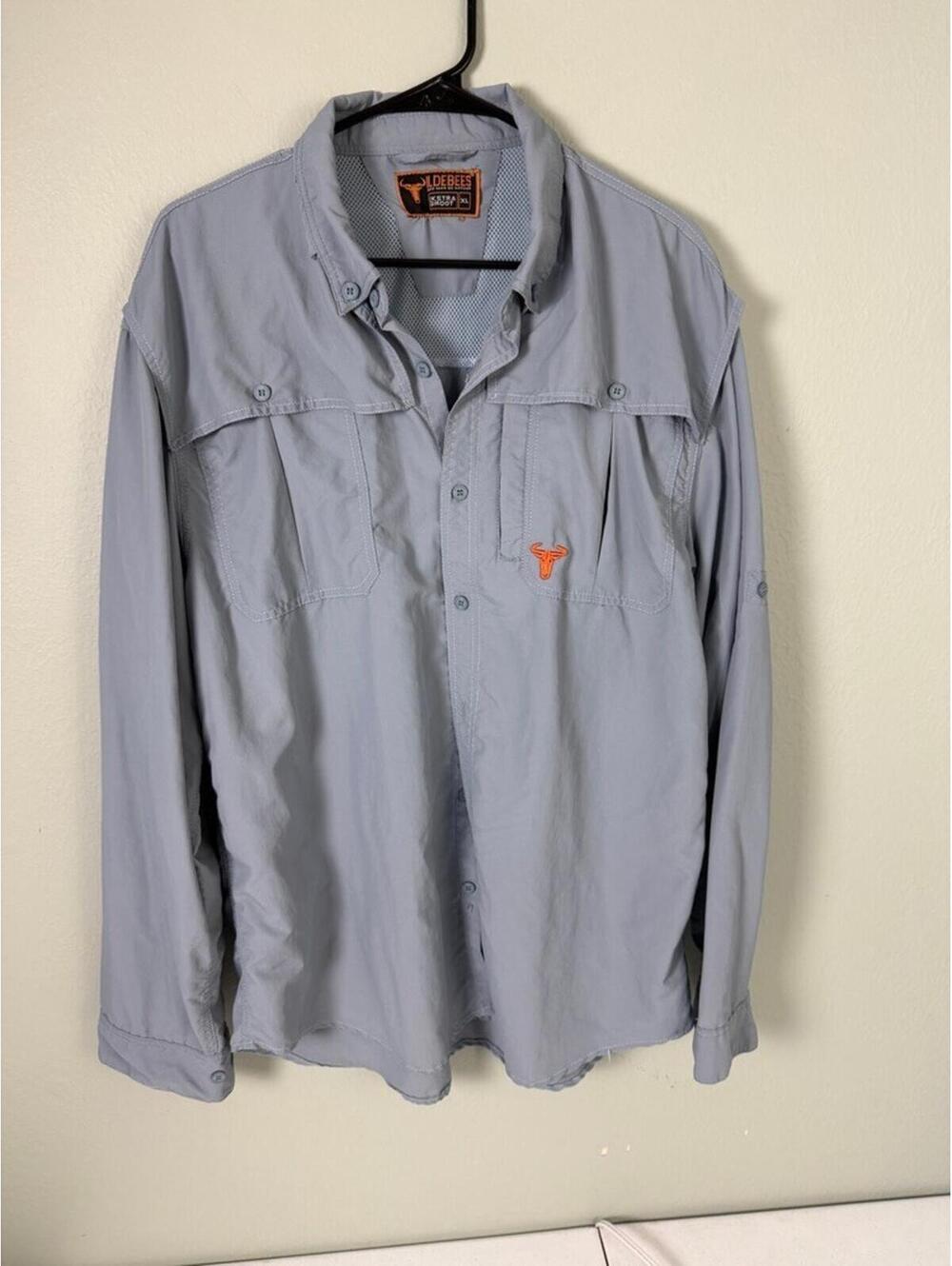 Wilddebees Gray Vented Fishing Shirt Men’s‎ XL Long Sleeve Outdoor Button Up